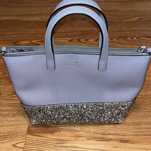 Kate Spade Lavender and Silver Glitter Tote Bag